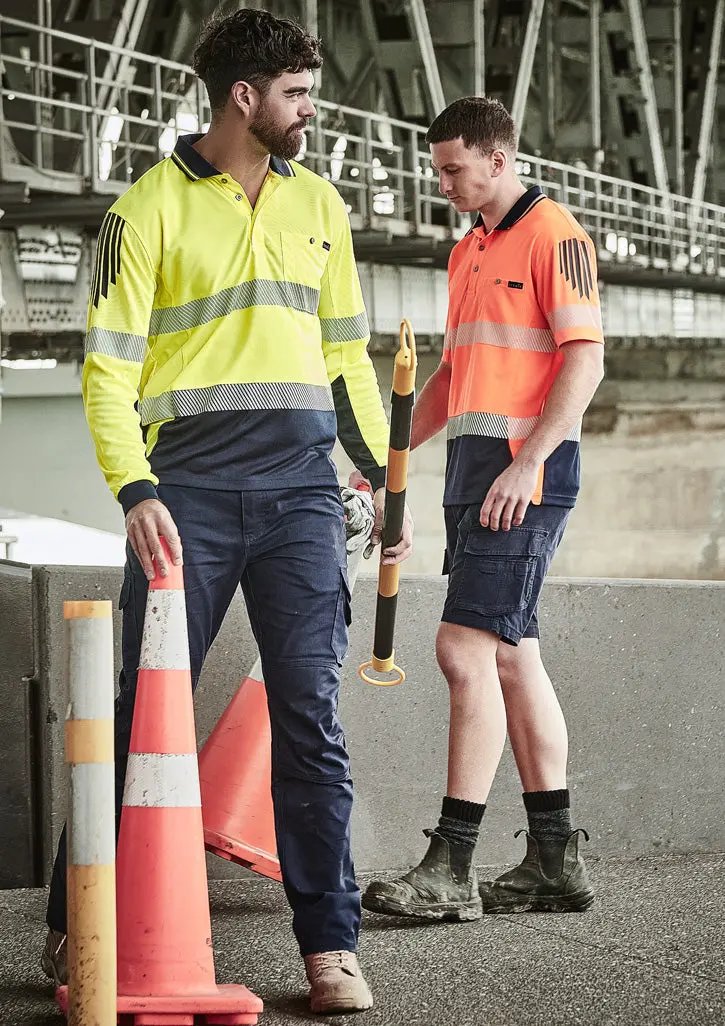 SYZMIK Unisex Hi Vis Segmented Tape Flux Long Sleeve Polo ZH550 Metro Workwear